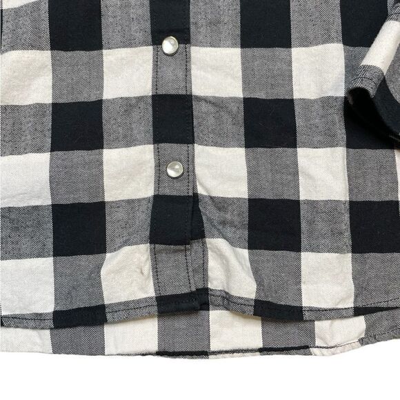 UNTUCKIT Holden Checker Plaid Flannel Black White Size 12 - Picture 4 of 6